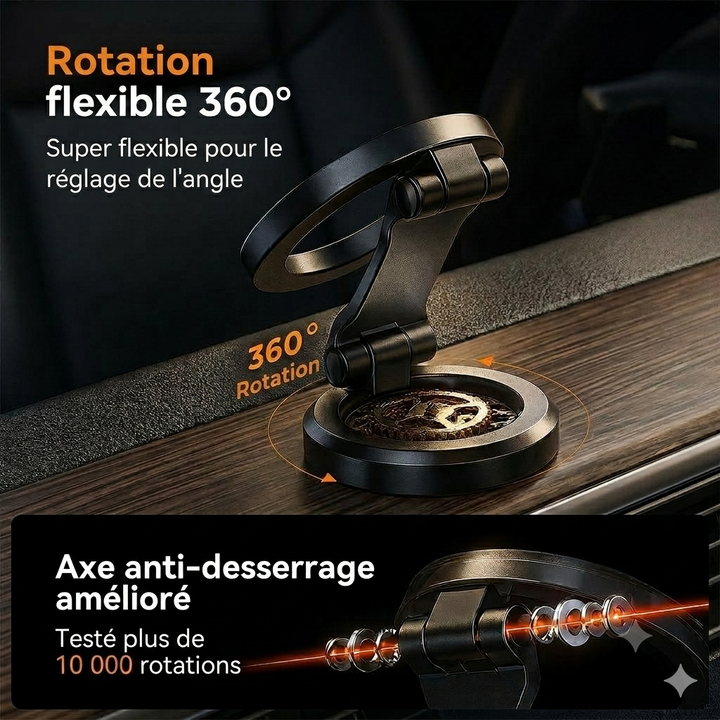 Support magnétique de voiture pour téléphone, pliant et robuste, pour la navigation et une conduite sûre
