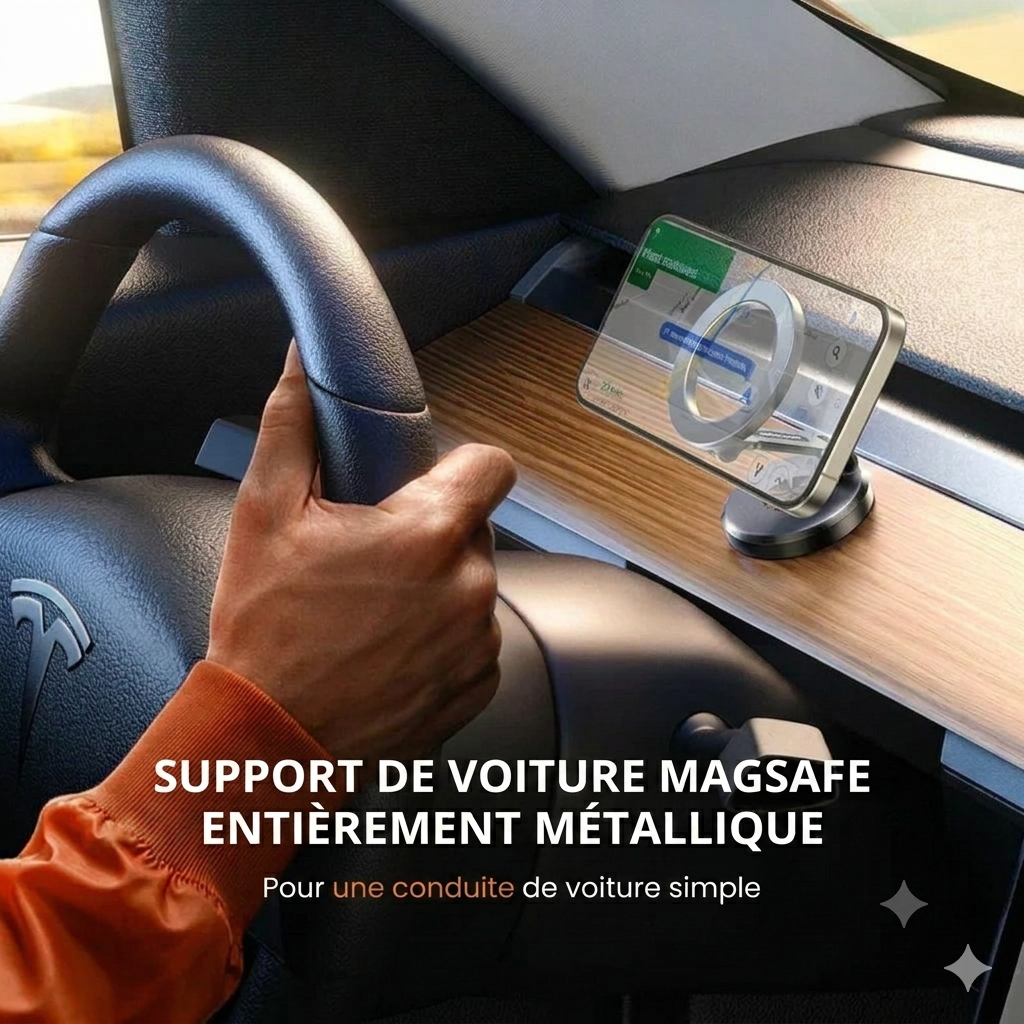 Support magnétique de voiture pour téléphone, pliant et robuste, pour la navigation et une conduite sûre