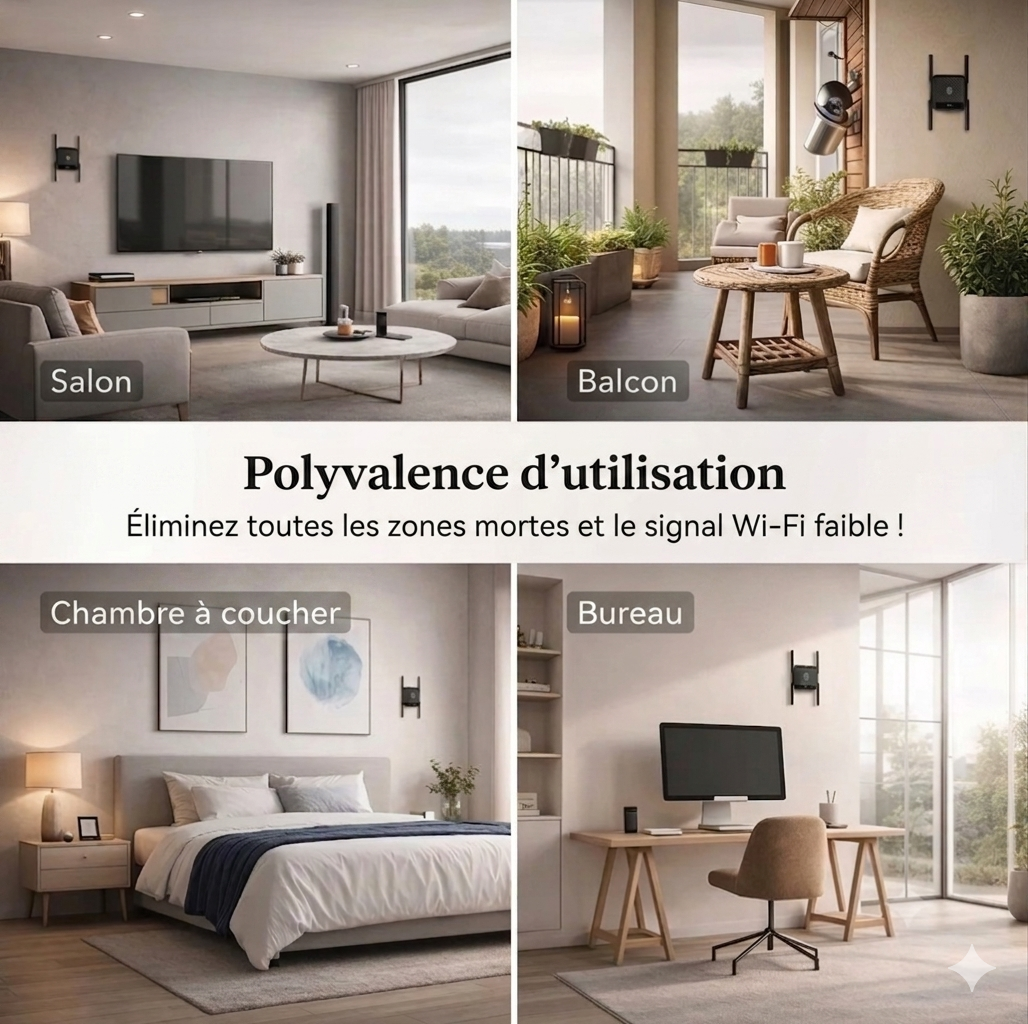 Amplificatore WiFi 300 Mbps 2,4 GHz per casa e ufficio, portata di 50 m, router e ripetitore AP