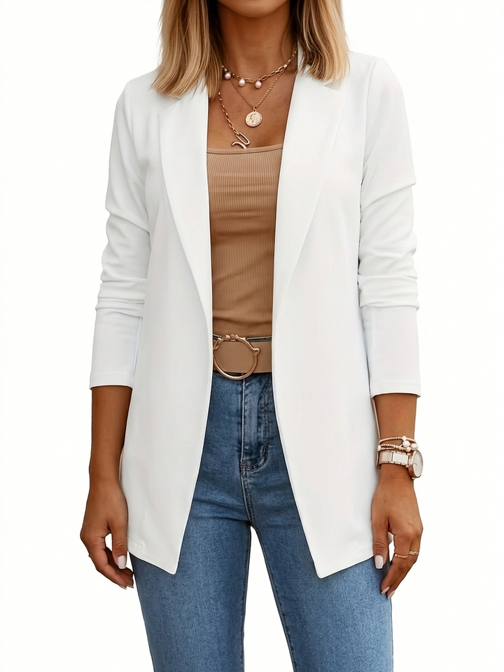 Blazer femme élégant à coupe drapée pour l'automne, pour des tenues décontractées