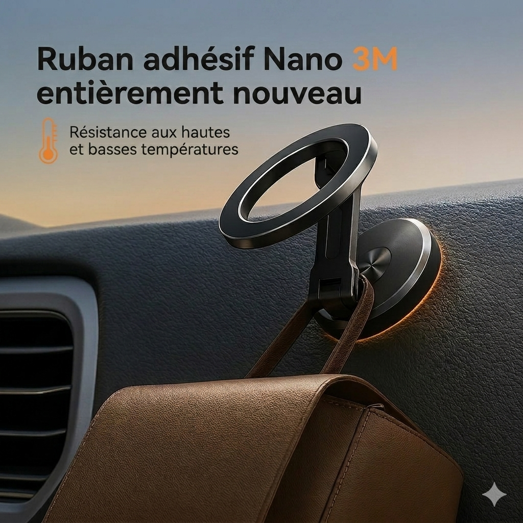 Support magnétique de voiture pour téléphone, pliant et robuste, pour la navigation et une conduite sûre