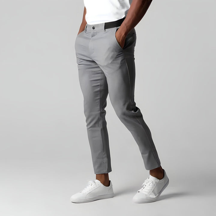 Pantaloni chino bărbătești din bumbac elastic, cu croială slim, pentru toamnă