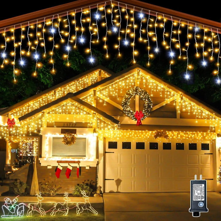 Perdea luminoasă LED de exterior IP44, cu efect sclipitor, decorațiune de toamnă pentru interior și exterior