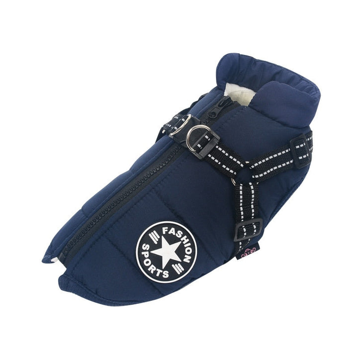 Cappotto per cani in pile impermeabile con pettorina riflettente per l’autunno