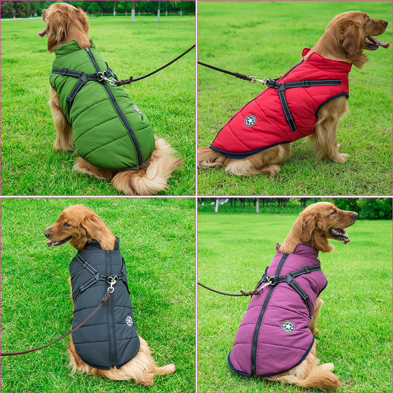 Cappotto per cani in pile impermeabile con pettorina riflettente per l’autunno