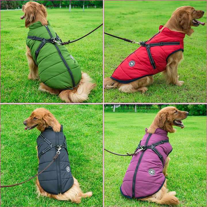 Cappotto per cani in pile impermeabile con pettorina riflettente per l’autunno