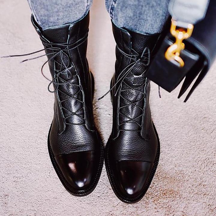 Bottes hautes en cuir pour femmes, classiques et élégantes, pour l’automne