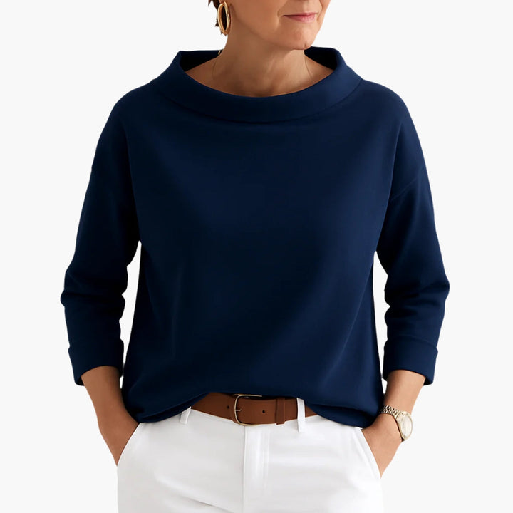 Top à col bateau pour femme à manches 3/4 avec coupe confortable pour le quotidien