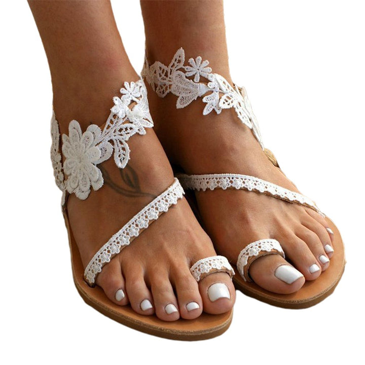 Francheska - Sandali eleganti con pizzo e stampa floreale per donne