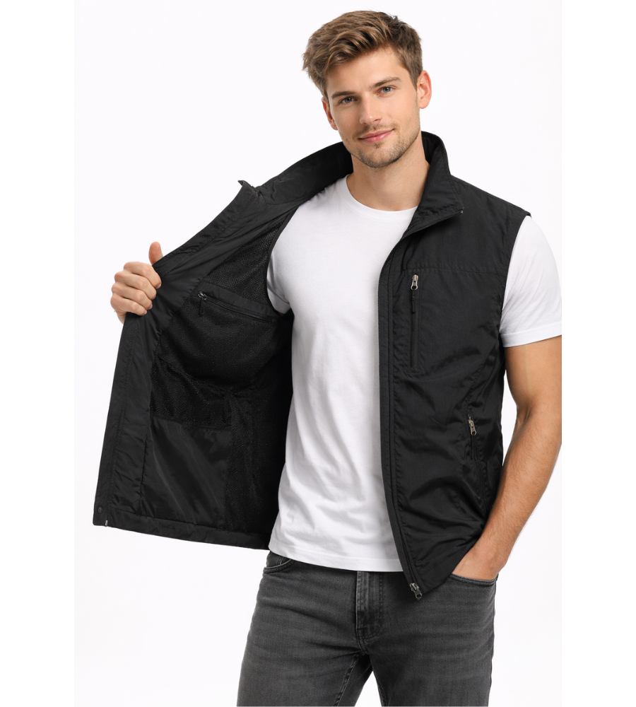 Gilet homme de plein air en polyester, léger et respirant, été 2026
