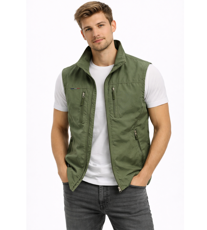 Gilet homme de plein air en polyester, léger et respirant, été 2026