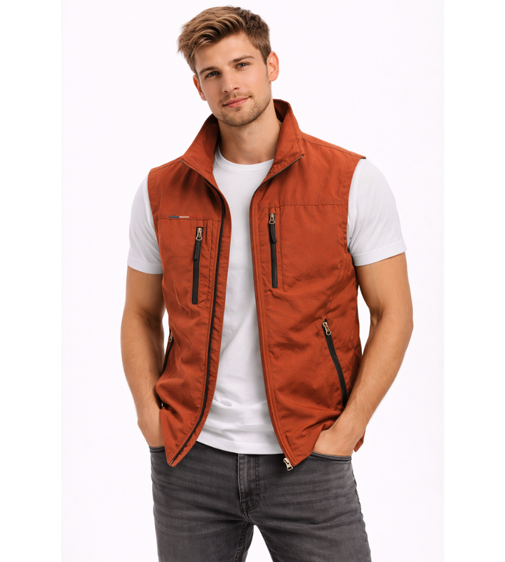 Gilet homme de plein air en polyester, léger et respirant, été 2026