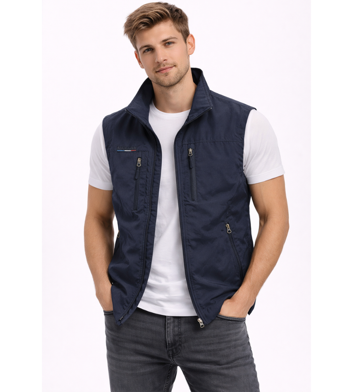 Gilet homme de plein air en polyester, léger et respirant, été 2026