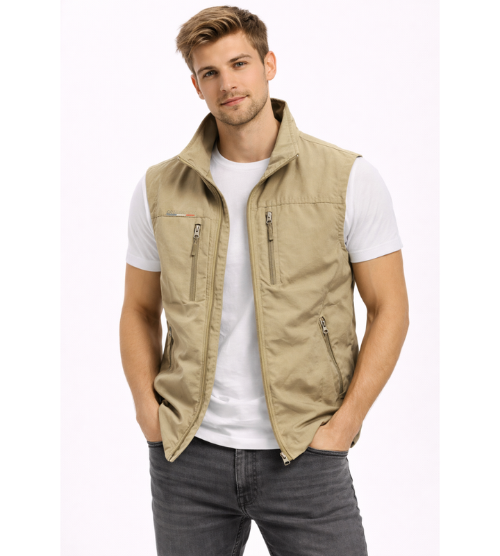 Gilet homme de plein air en polyester, léger et respirant, été 2026