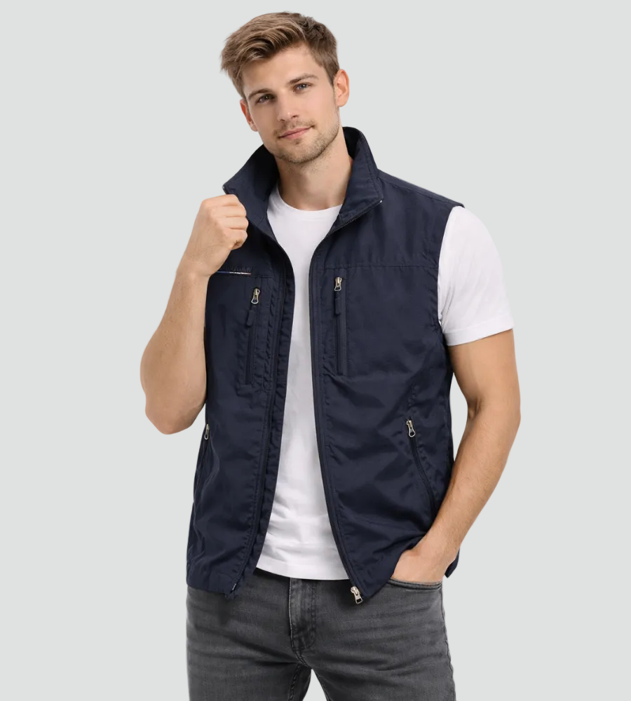 Gilet homme de plein air en polyester, léger et respirant, été 2026