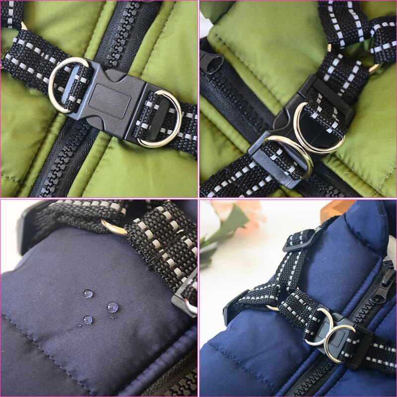 Cappotto per cani in pile impermeabile con pettorina riflettente per l’autunno