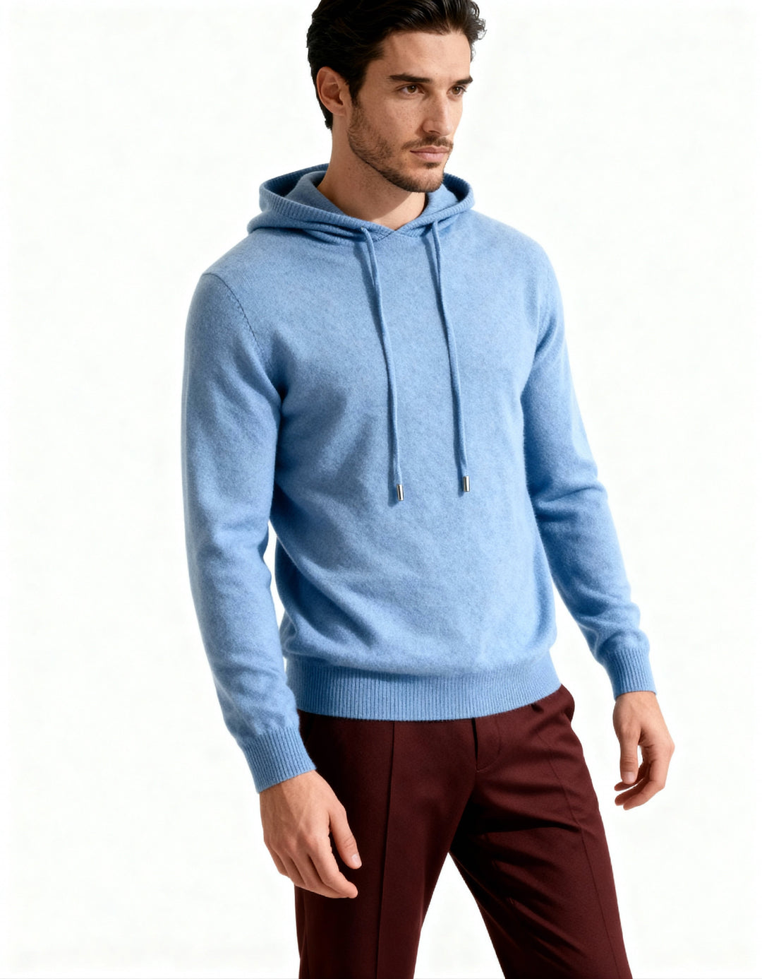 Men's cashmere hooded sweater, elegant autumn sweatshirt
