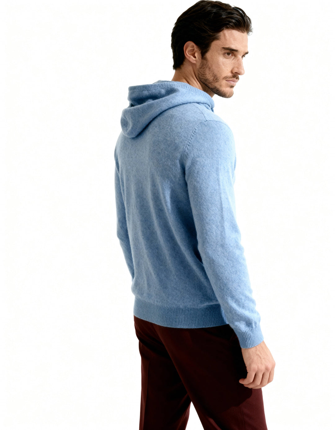 Men's cashmere hooded sweater, elegant autumn sweatshirt