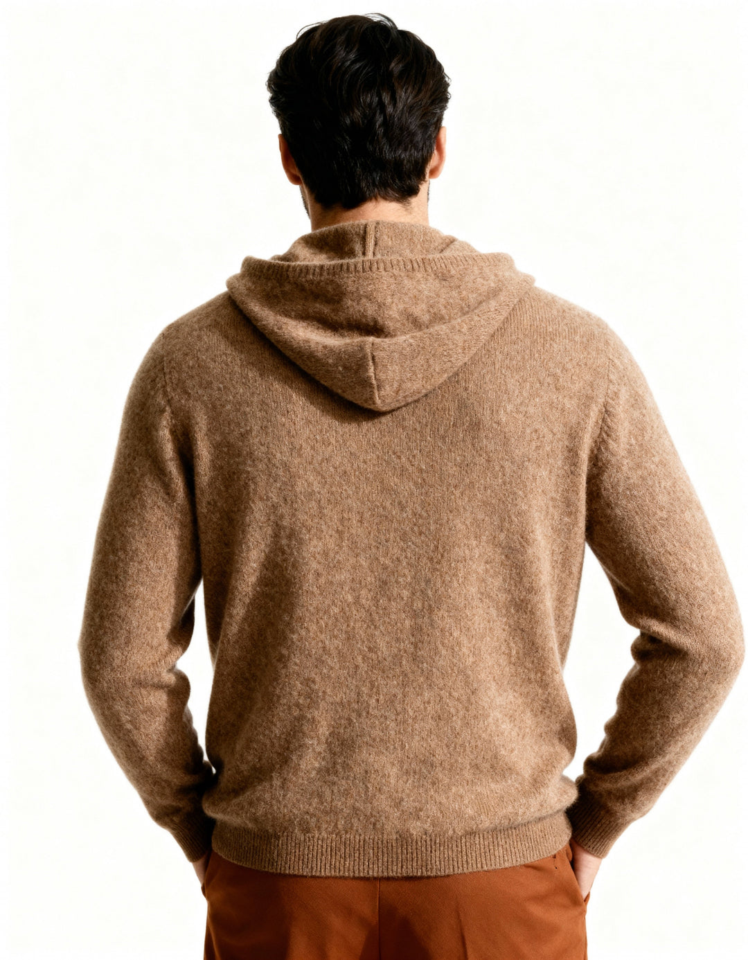 Men's cashmere hooded sweater, elegant autumn sweatshirt