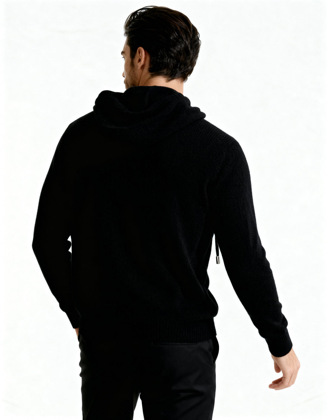 Men's cashmere hooded sweater, elegant autumn sweatshirt