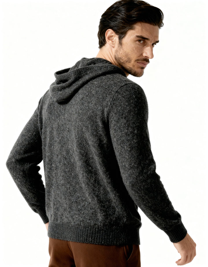 Men's cashmere hooded sweater, elegant autumn sweatshirt