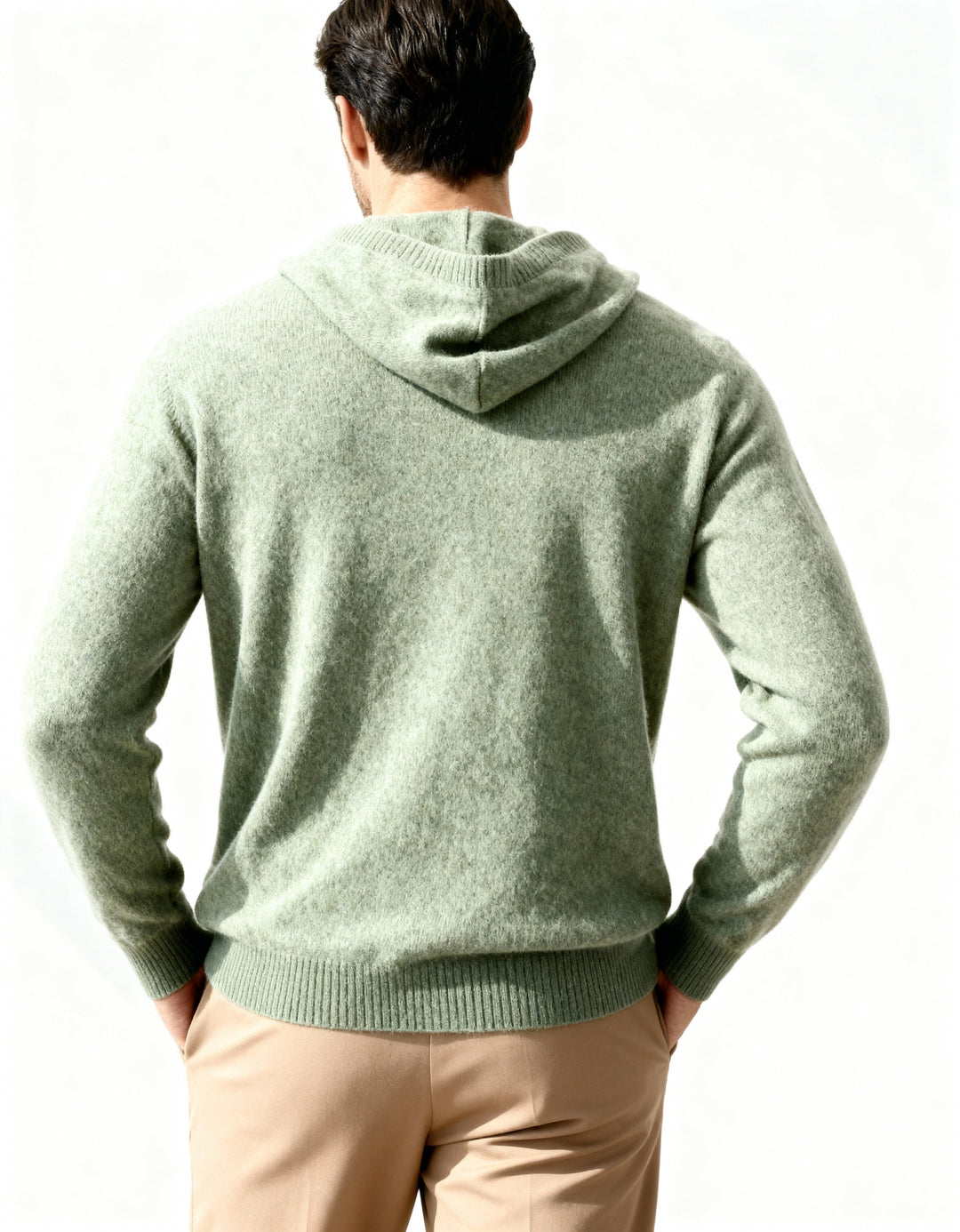 Men's cashmere hooded sweater, elegant autumn sweatshirt