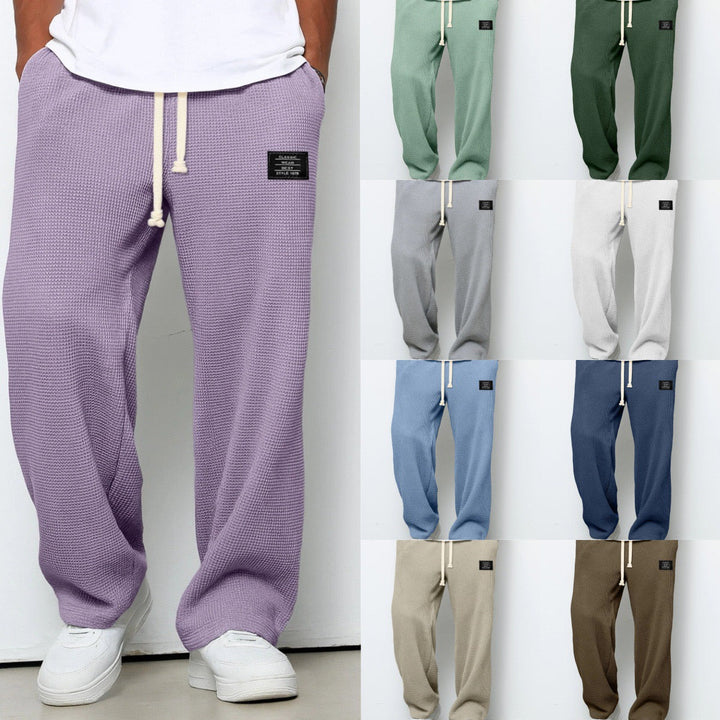 Pantalon homme en tissu, coupe ample à jambes larges, en coton, pour l’automne