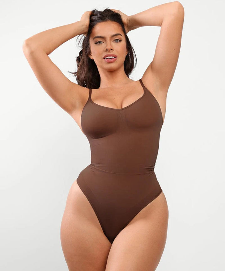 Seamless cotton bodysuit shaping the waist for summer