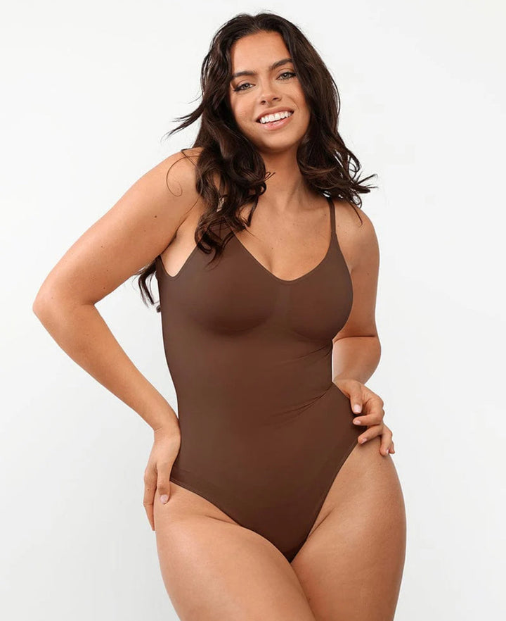 Seamless cotton bodysuit shaping the waist for summer