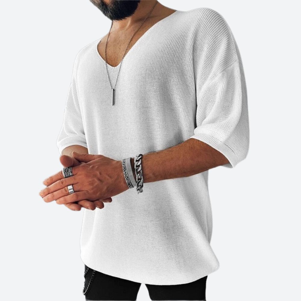 Elegantní oversized halenka s výstřihem do V - Larmy