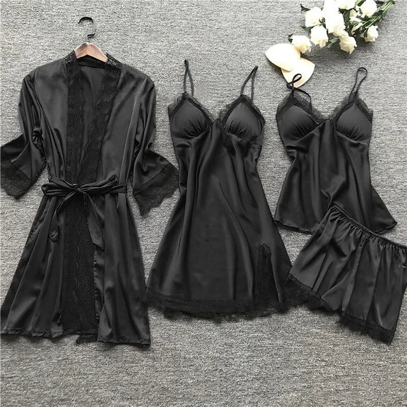 Silk pajama set with lace, camisole, and shorts - Summer 2026