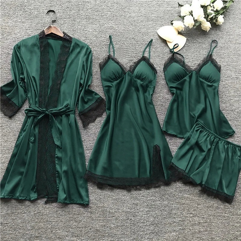 Silk pajama set with lace, camisole, and shorts - Summer 2026