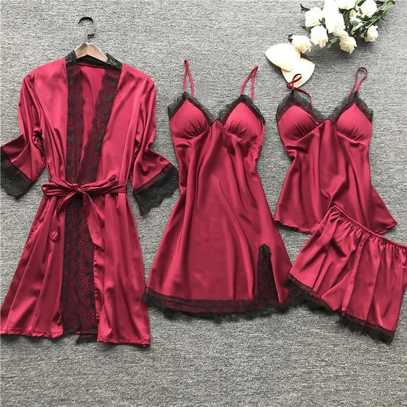 Silk pajama set with lace, camisole, and shorts - Summer 2026