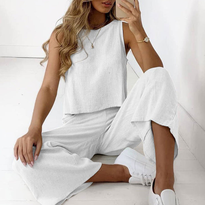 Karla - Elegantní dvoudílný bezrukávový komplet pro ženy s maximálním pohodlím