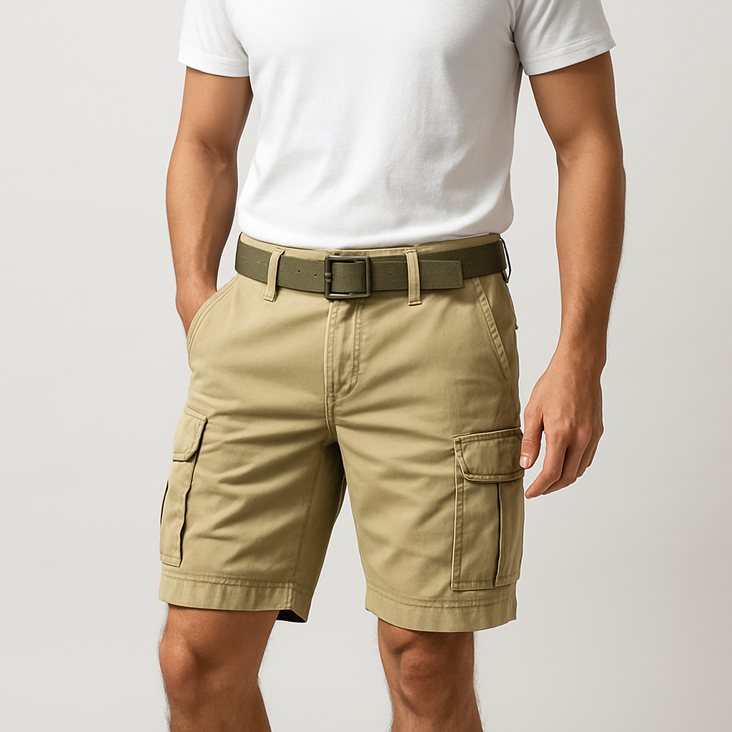 Short cargo d'été pour homme en coton avec coupe décontractée et style utilitaire