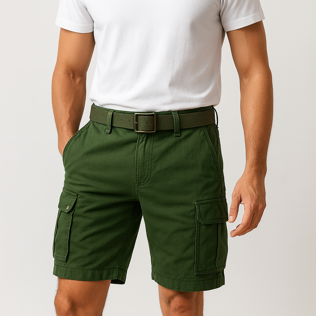 Short cargo d'été pour homme en coton avec coupe décontractée et style utilitaire