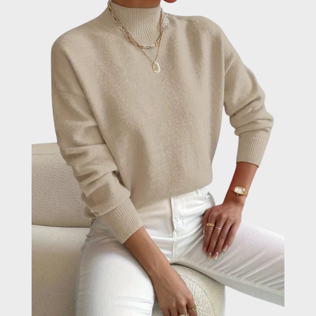 Pull en laine pour femme à col roulé, élégant, pour l’automne