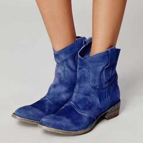 Bottines femme en daim à talon, style western, pour l’automne