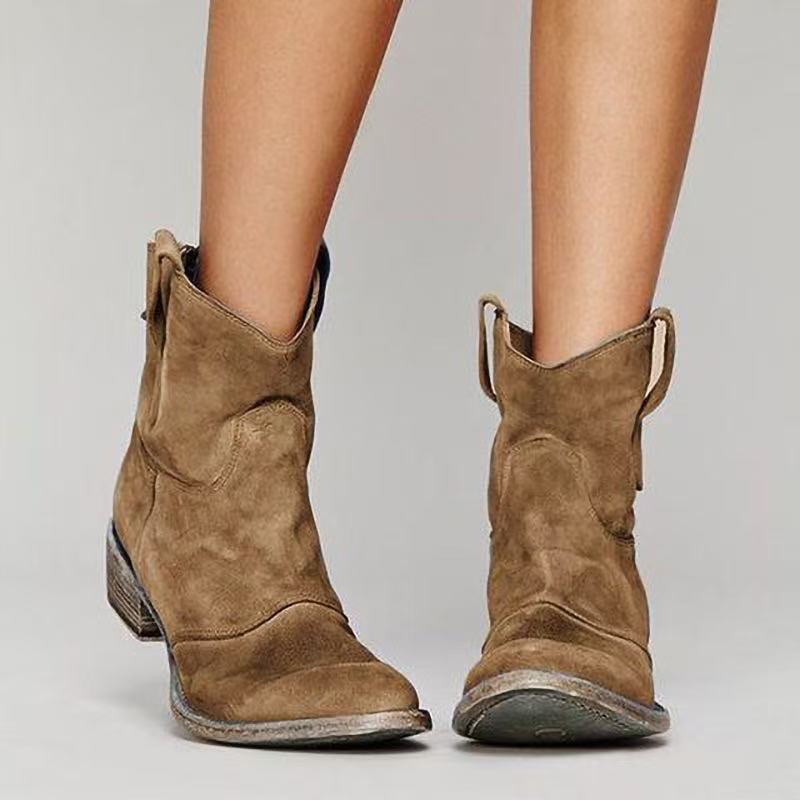 Bottines femme en daim à talon, style western, pour l’automne