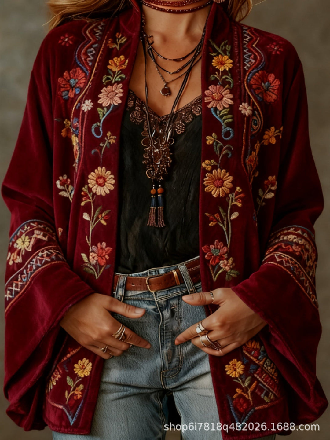 Veste bohème en velours pour femme cet automne, blazer élégant pour les jours froids