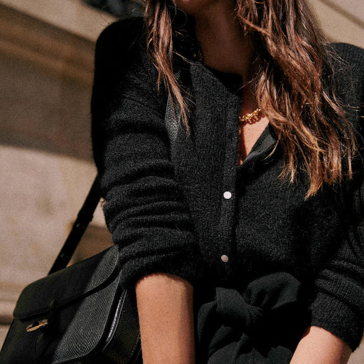 Cardigan de damă din acril, vestă tricotată ușoară, cu mâneci lungi, elegantă, pentru toamnă