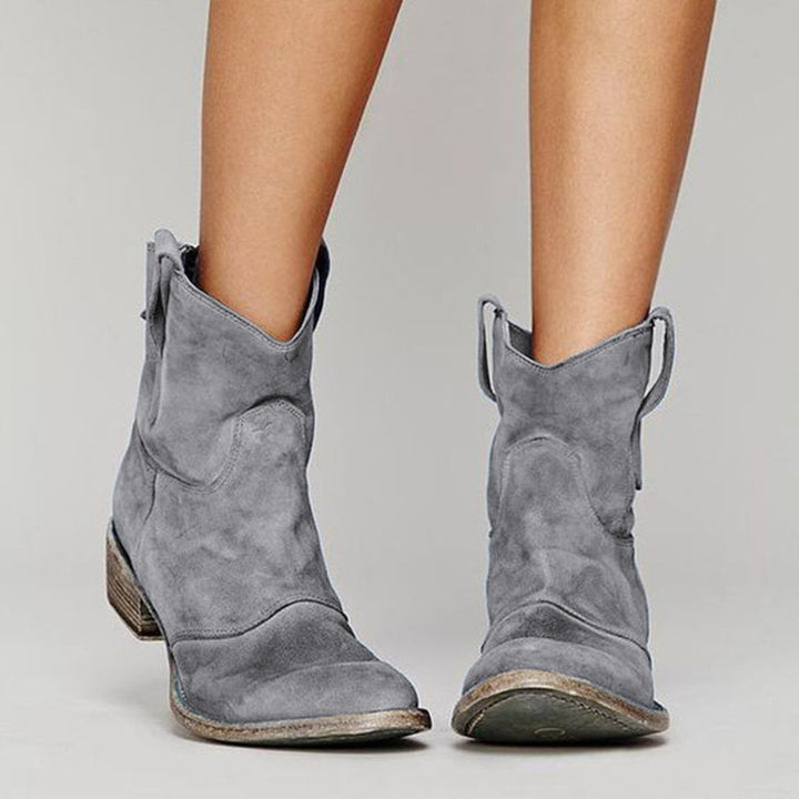 Bottines femme en daim à talon, style western, pour l’automne
