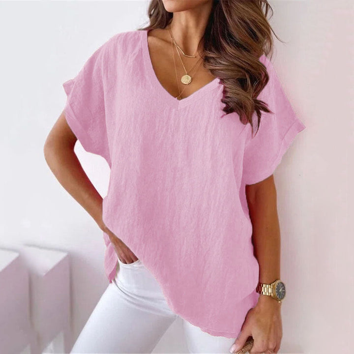 Lucy - Elegant and Comfortable Short-Sleeve V-Neck T-Shirt for Women