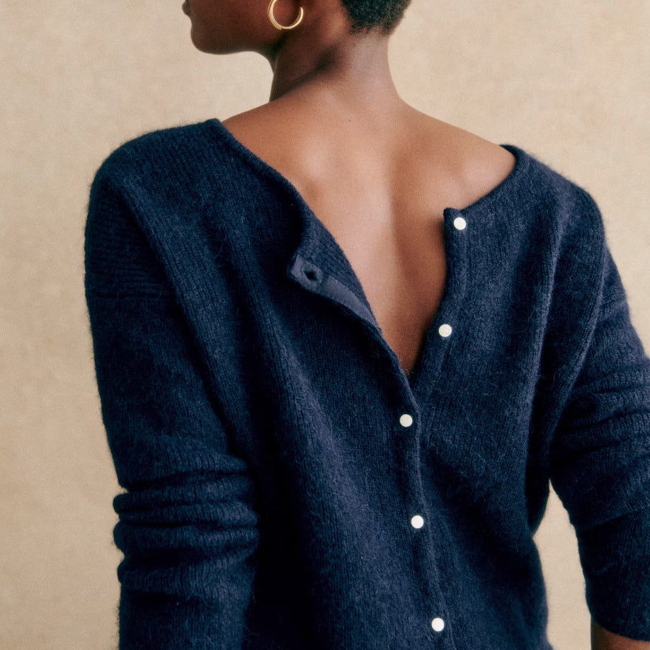 Cardigan de damă din acril, vestă tricotată ușoară, cu mâneci lungi, elegantă, pentru toamnă