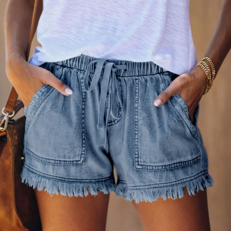 Liza - Short en jean taille haute à la mode pour l'été pour les femmes