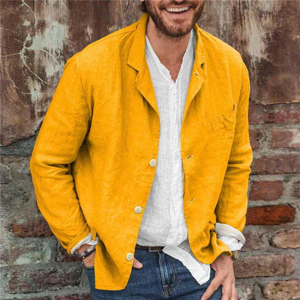 Veste d'été pour homme en lin et coton, légère et respirante