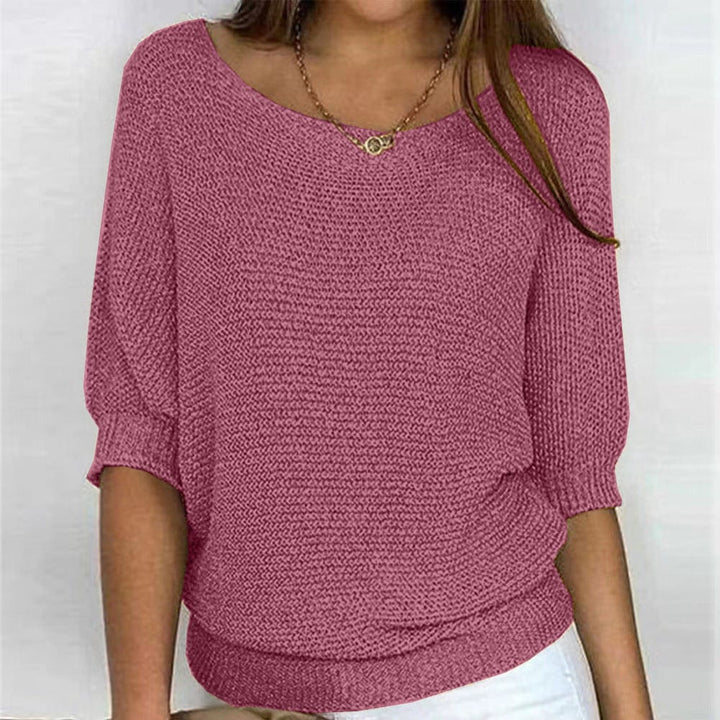 Pull en maille femme automnal à manches 3/4, coupe ample