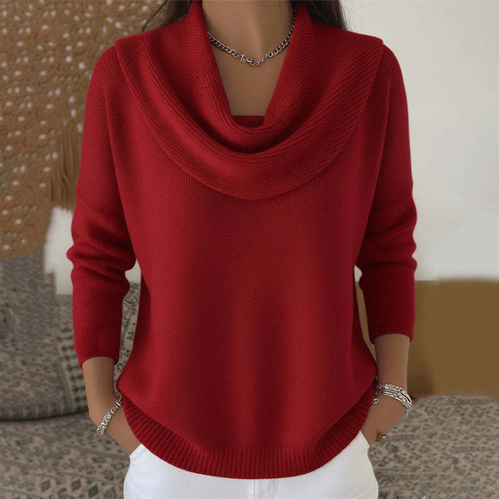 Pull femme en maille à décolleté élégant pour l'automne, idéal pour les tenues quotidiennes.
