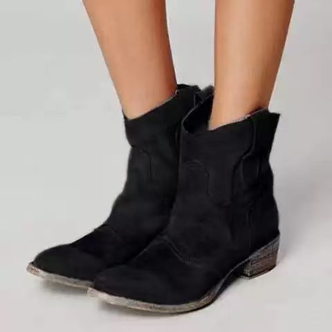 Bottines femme en daim à talon, style western, pour l’automne