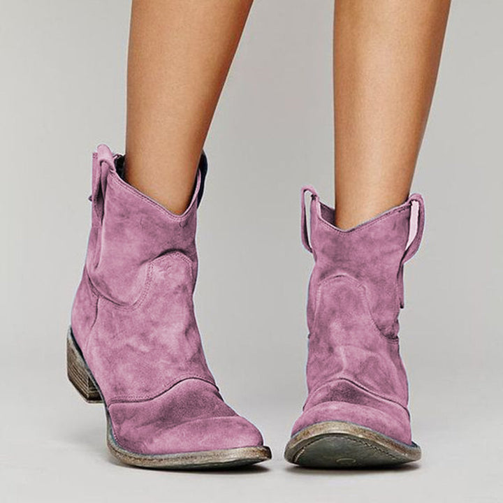 Bottines femme en daim à talon, style western, pour l’automne